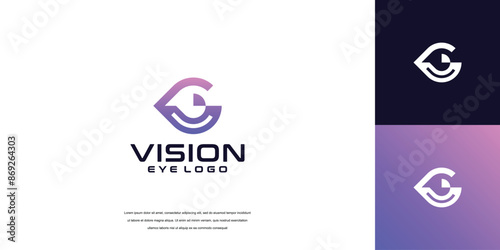 vision logo, letter G eye logo design