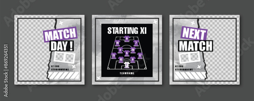 Sport Social Media Post Template , Football Match Day , Starting 11 , Starting Eleven , Full time