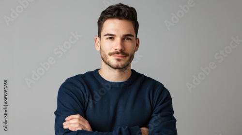 The man in navy sweater photo