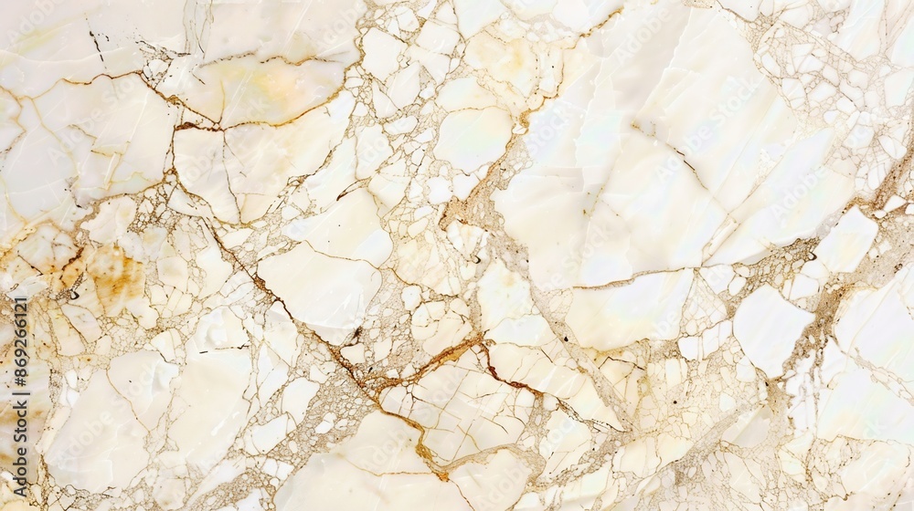 Fototapeta premium High-resolution image of elegant white marble texture with intricate golden veins for interior design, countertops, and architectural surfaces.