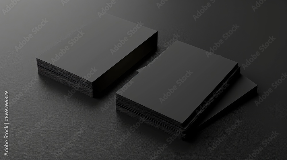 Two Stacks of Black Business Cards Mockup Two Stacks of Black Business Cards Mockup