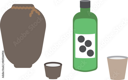 どぶろくのお酒をイメージしたイラストセット