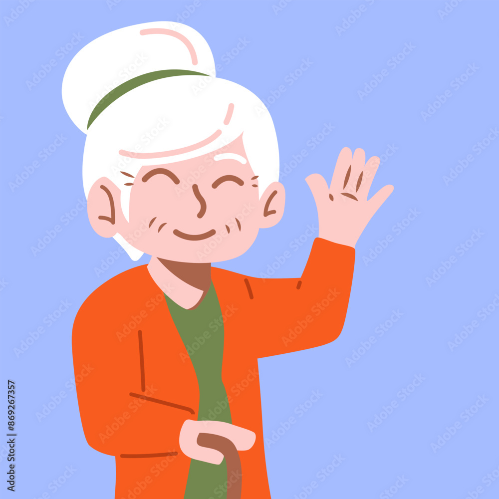 Flat Happy Grandmother illustration Flat Happy Grandmother illustration