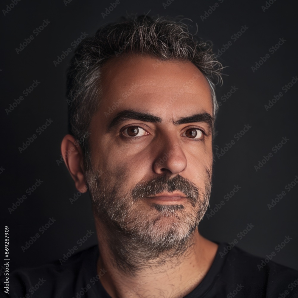 Obraz premium Man With Beard in Black Shirt