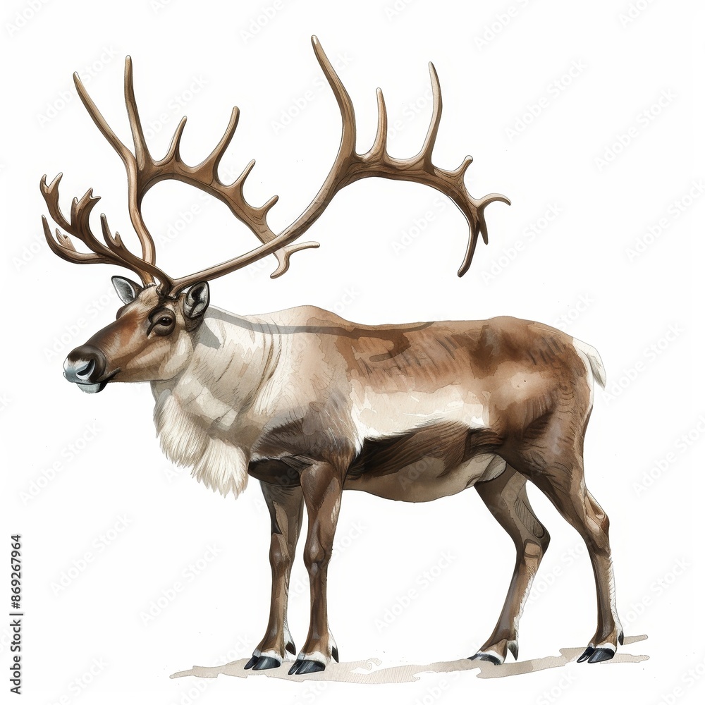 Naklejka premium A large brown deer with antlers on its head
