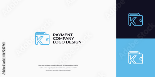 payment logo design, wallet logo with letter K