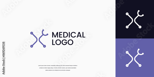 letter X logo with stethoscope icon medical healthcare logo