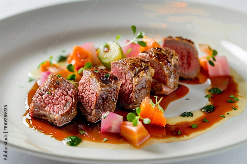 Grilled Lamb Chops with Roasted Vegetables and Sauce Grilled Lamb Chops with Roasted Vegetables and Sauce