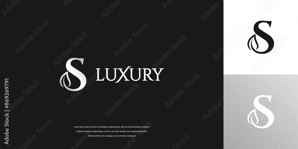 Obraz premium Luxury letter S logo design, simple leaf logo