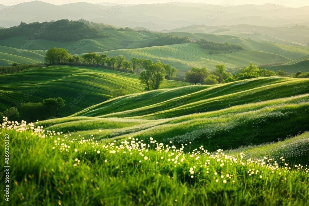 Fototapeta premium Green hills lanscape photography 