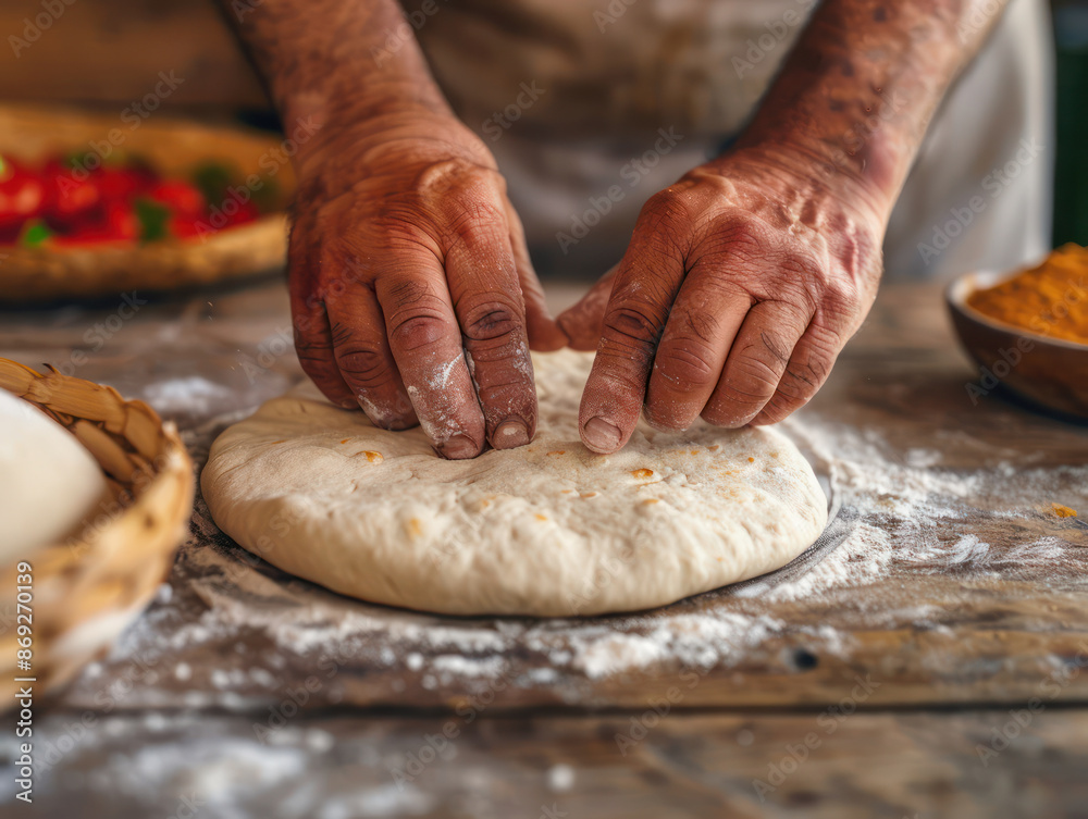 Close-up of Hands Rolling Out Masa Dough Traditional Cooking for Cinco De Mayo Celebration Authentic Flavors Techniques, Discover Mexican Heritage through Food Photography Close-up of Hands Rolling Out Masa Dough Traditional Cooking for Cinco De Mayo Celebration Authentic Flavors Techniques, Discover Mexican Heritage through Food Photography