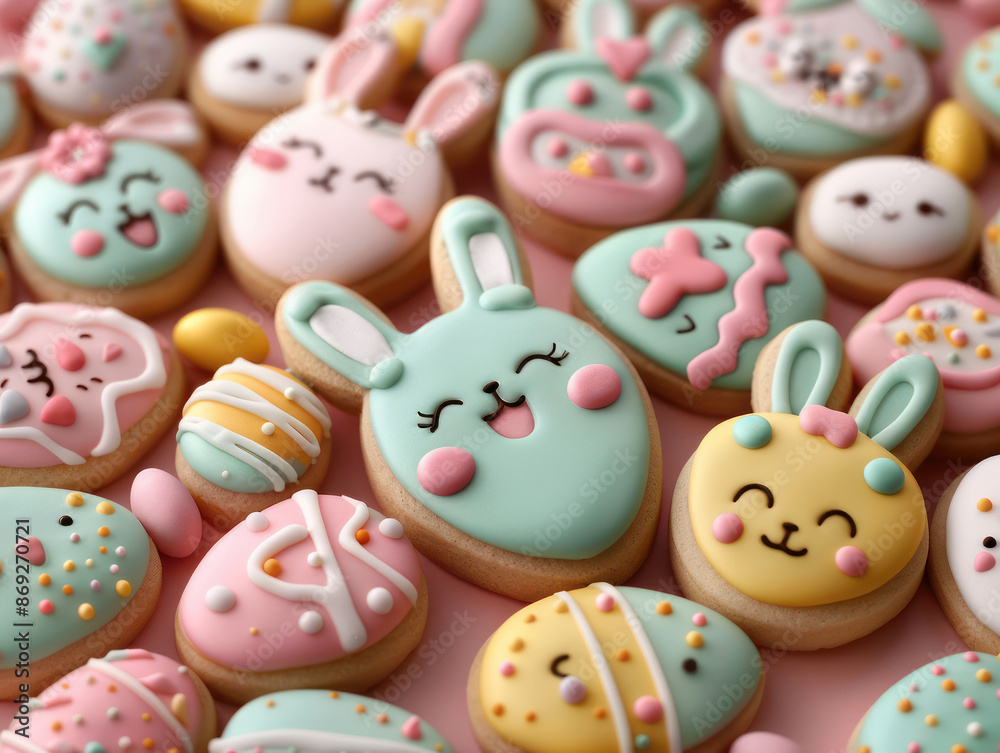 Easter Festive Baking Adorable Easter Cookies Shaped Like Eggs and Bunnies for Delicious Celebrations Delightful Egg and Bunny-Shaped Cookies Perfect for Easter Festivities