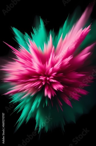 An explosion of bright blue and pink colors. Dry crumbly colors. Beautiful background.