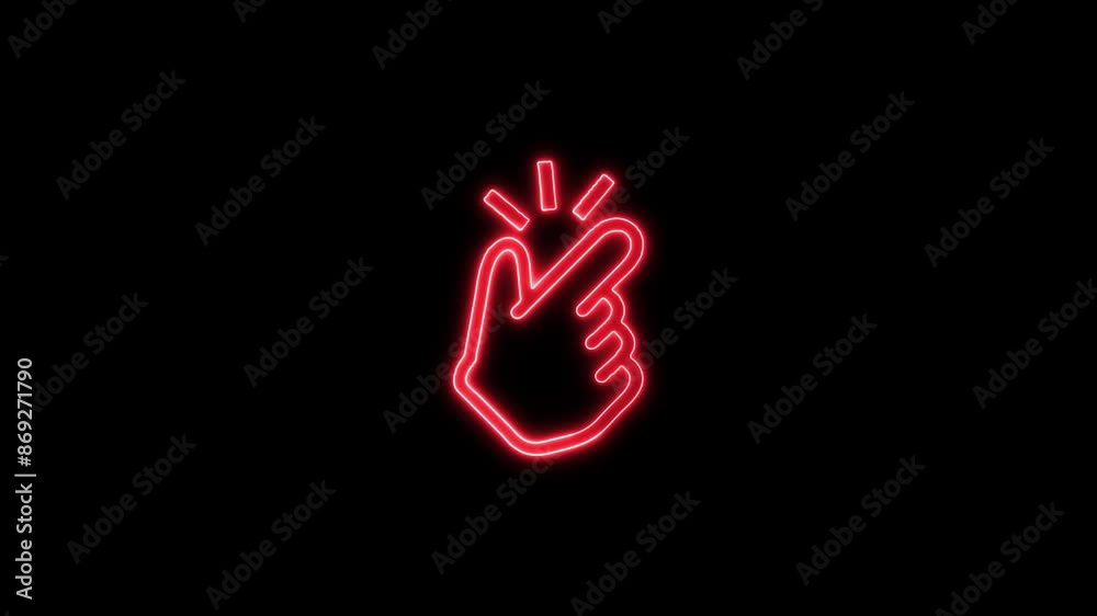 Glowing Neon Pinch Easy Icon - Animated Linear Symbol, Isolated on Black, 4K Ultra HD Motion Graphic Animation