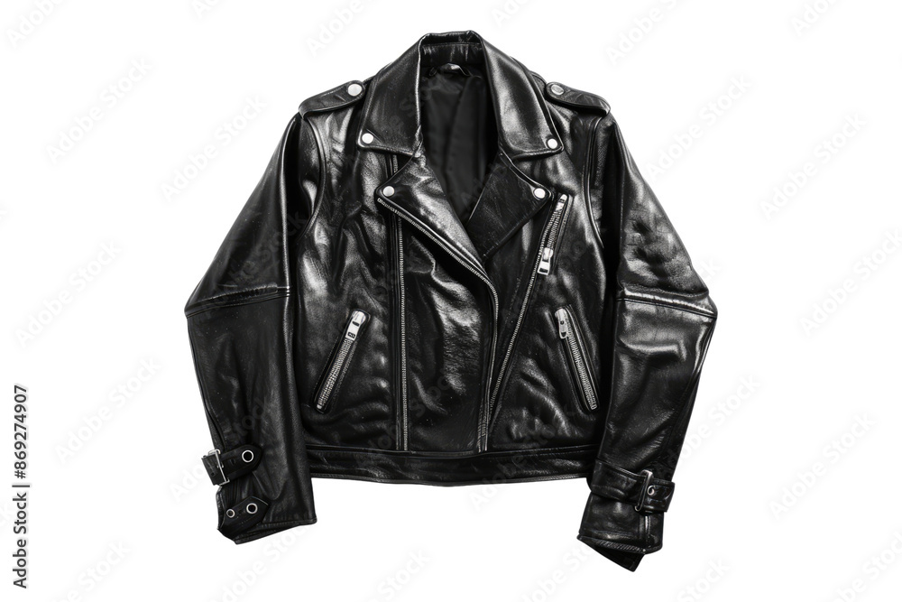 Black leather jacket isolated on transparent background Black leather jacket isolated on transparent background
