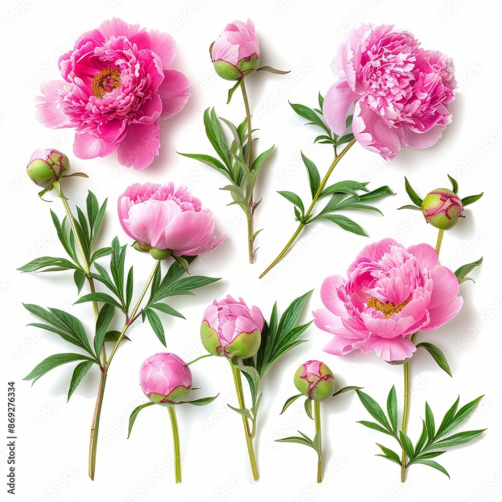 Pink Flowers on White Background Pink Flowers on White Background