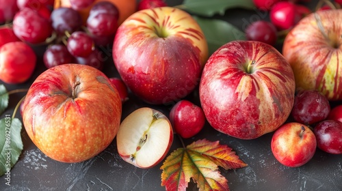Beautiful autumn and juicy apples