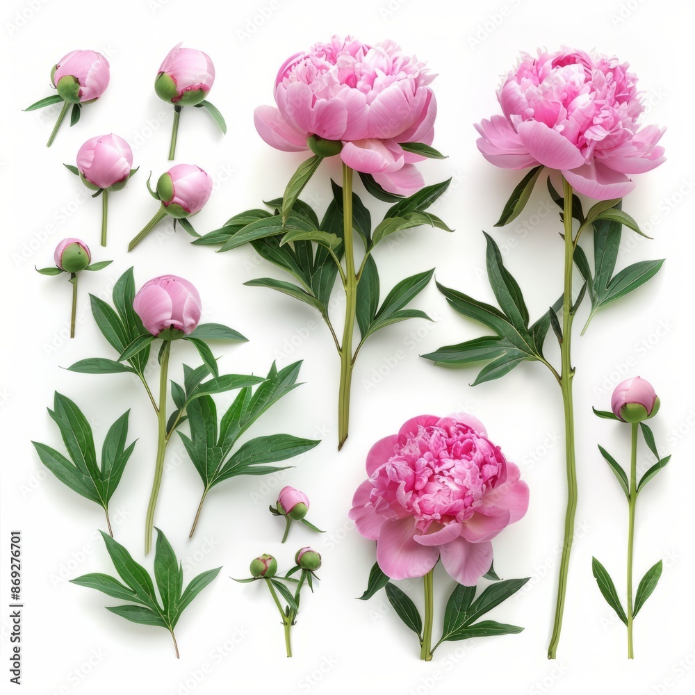 Pink Flowers on White Background Pink Flowers on White Background