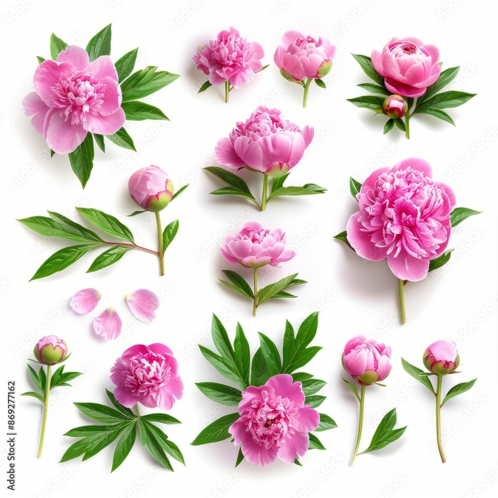 Pink Flowers on White Background Pink Flowers on White Background