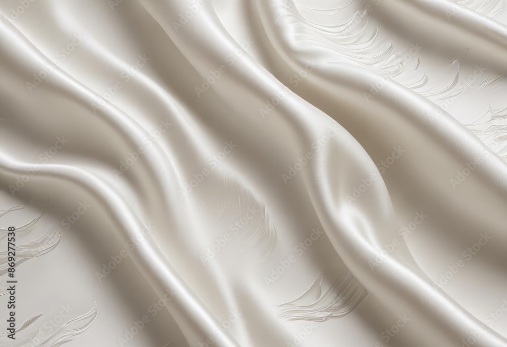 Obraz premium white silk fabric background, view from above. Smooth elegant black silk or satin luxury cloth texture can use as abstract background with copy space, close-up