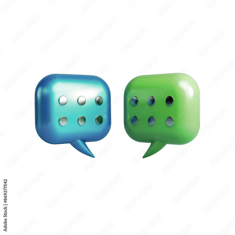 3d icon of two speech bubbles, one blue and the other green on black background, ui design, simple shapes, ui element, minimalistic, glassmorphism style, octane render, glossy plastic texture, flat, 3d icon of two speech bubbles, one blue and the other green on black background, ui design, simple shapes, ui element, minimalistic, glassmorphism style, octane render, glossy plastic texture, flat,