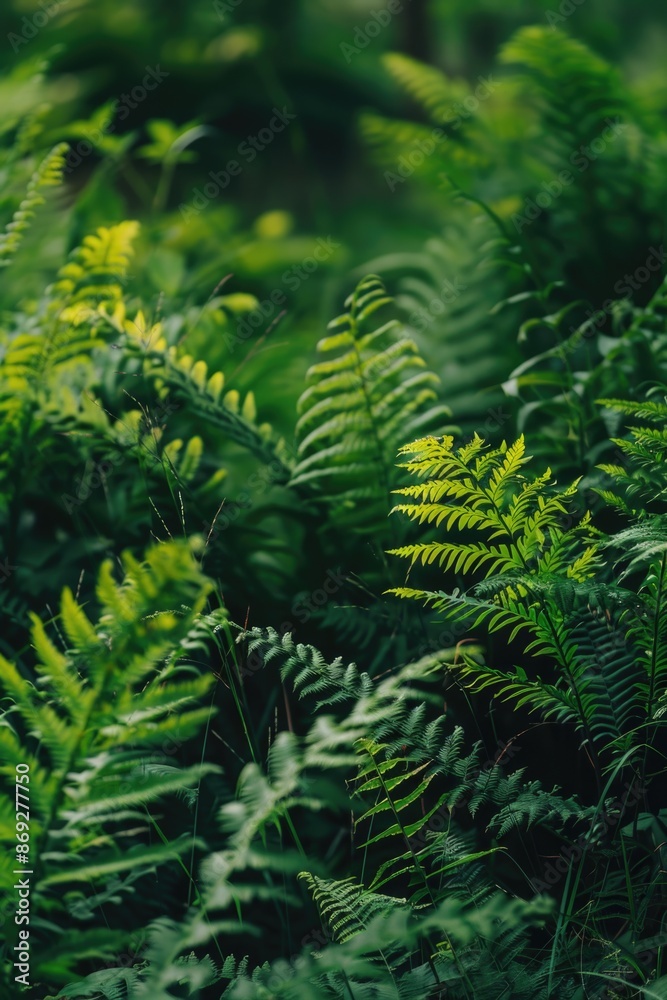 A detailed view of a collection of green plants, suitable for use in botanical or environmental contexts A detailed view of a collection of green plants, suitable for use in botanical or environmental contexts
