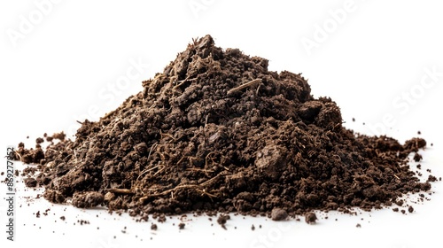 A close-up shot of a pile of dirt on a clean and smooth white surface