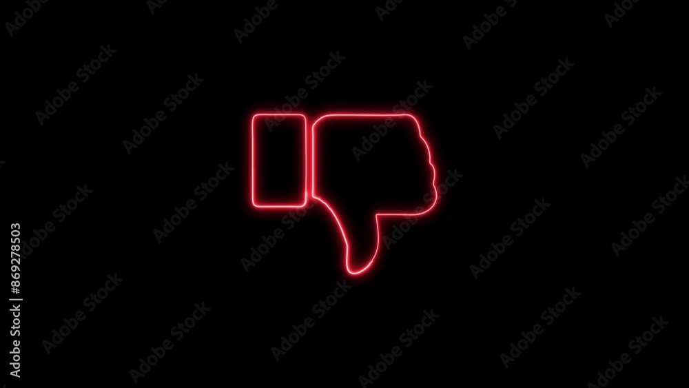 Glowing Neon Thumbs Down Black Icon - Animated Linear Symbol, Isolated on Black, 4K Ultra HD Motion Graphic Animation Glowing Neon Thumbs Down Black Icon - Animated Linear Symbol, Isolated on Black, 4K Ultra HD Motion Graphic Animation