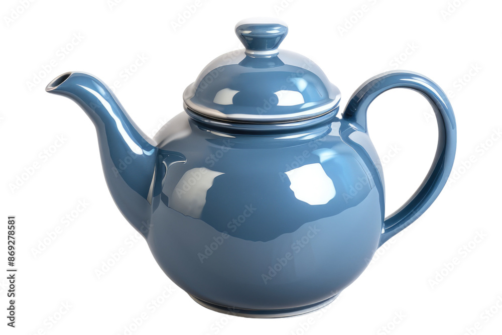 Blue ceramic teapot isolated on transparent background Blue ceramic teapot isolated on transparent background