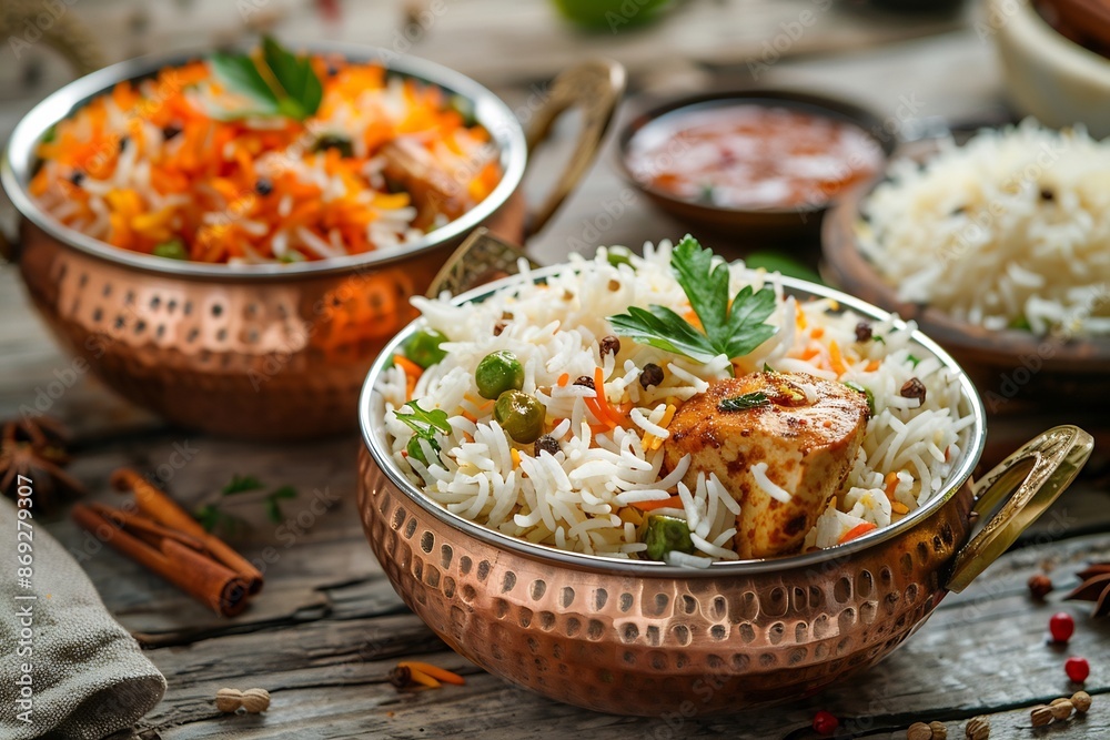 Indian Chicken Biryani Rice Dish with Garam Masala Spices Indian Chicken Biryani Rice Dish with Garam Masala Spices