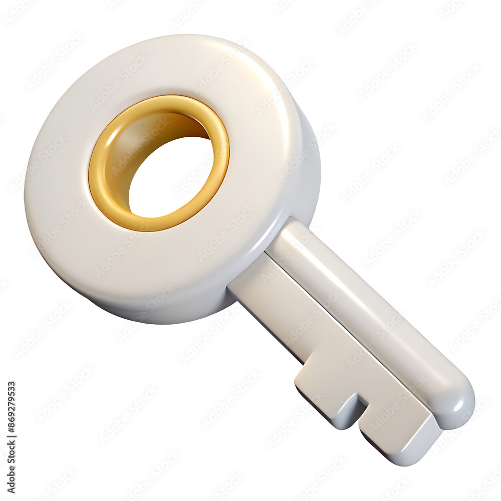 key icon classic white color in plastic 3d style key icon classic white color in plastic 3d style