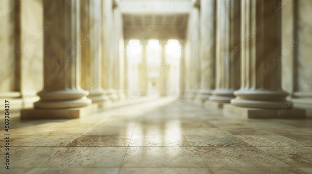 Blurred ancient Greek temple interior with no people, classical interior, light colors, background, wallpaper Blurred ancient Greek temple interior with no people, classical interior, light colors, background, wallpaper