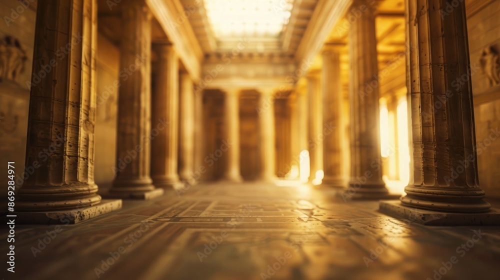 Blurred ancient Roman temple interior with no people, classical interior, light colors, background, wallpaper Blurred ancient Roman temple interior with no people, classical interior, light colors, background, wallpaper