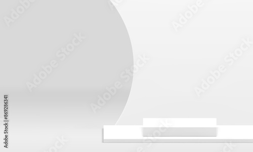 White 3d showroom mock up podium for product presentation realistic vector illustration
