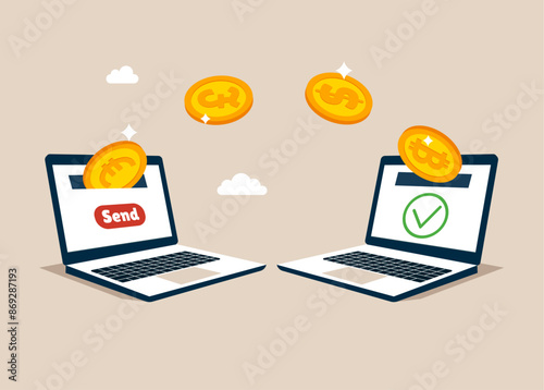 The concept of mobile banking and online payments. Flat vector illustration