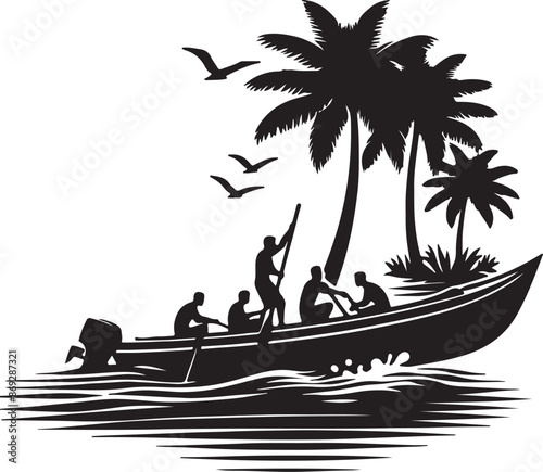 surfing boat vector art illustration  photo