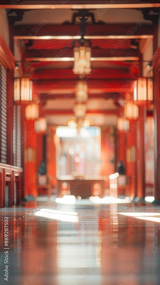 Blurred Shinto temple interior with no people, classical interior, light colors, background, wallpaper Blurred Shinto temple interior with no people, classical interior, light colors, background, wallpaper
