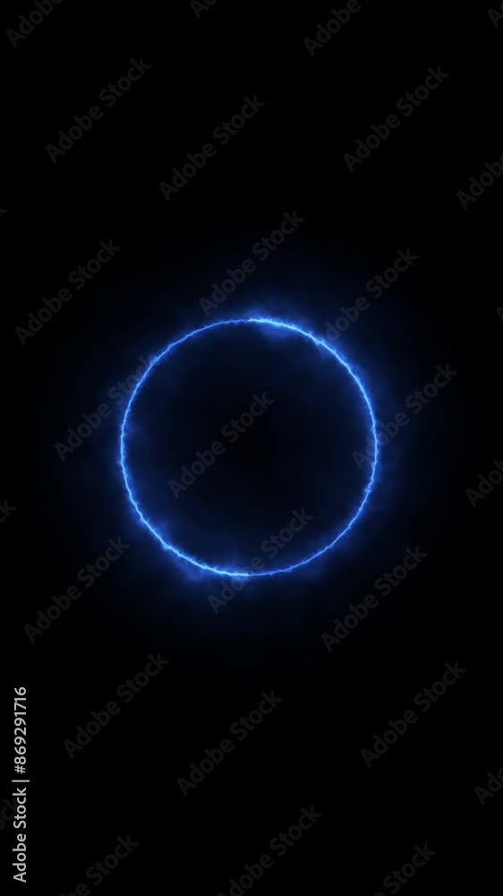 Abstract vertical background, Tesseract circle, spectrum cycle animation, glowing neon light.
