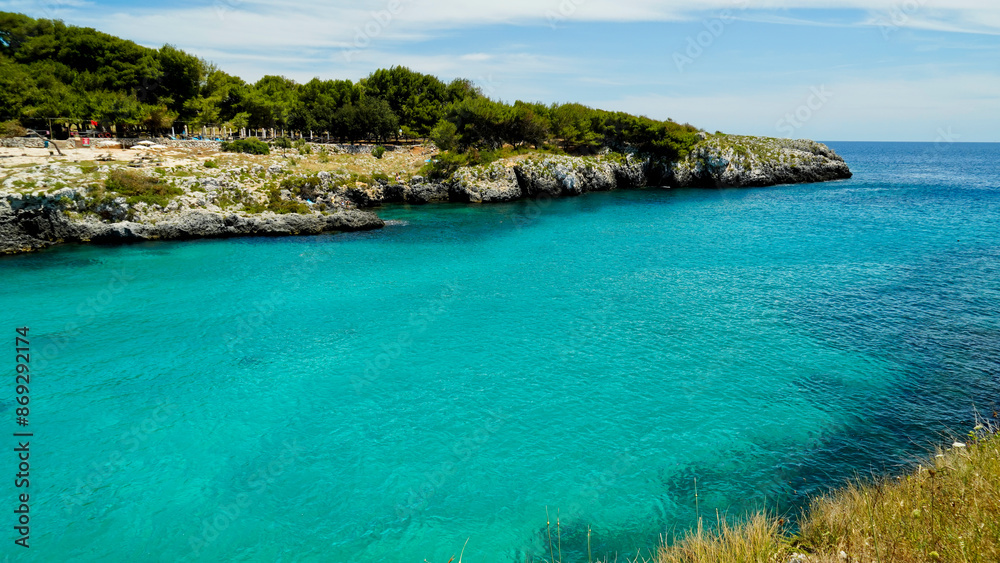 Porto Badisco, spiaggia, Approdo di Enea, Otranto,Puglia,Italia Porto Badisco, spiaggia, Approdo di Enea, Otranto,Puglia,Italia