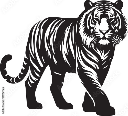 Hand drawn tiger silhouette vector
