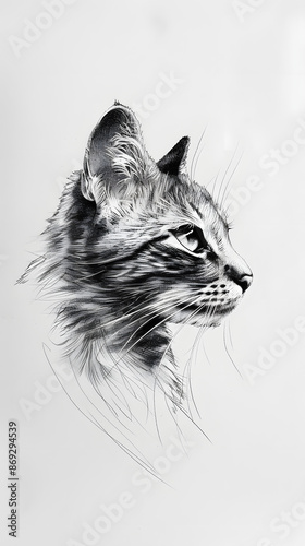 black and white tattoo of a cat