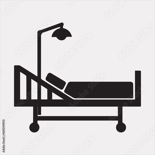medical bed vector silhouette illustration