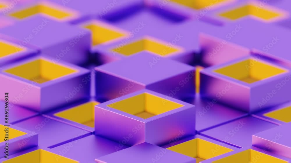 Abstract Geometric Pattern with Purple and Yellow 3D Cubes Abstract Geometric Pattern with Purple and Yellow 3D Cubes