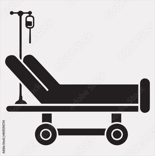 medical bed vector silhouette illustration