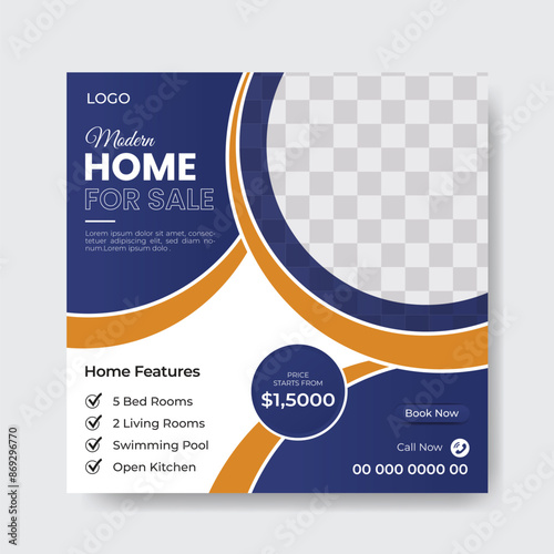Modern corporate editable elegant and creative real estate social media post template. colorful and square social media banner template design.