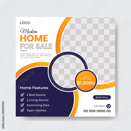 Set of Real estate social media post template design. Usable for social media, website, sign, and editable banner template.  