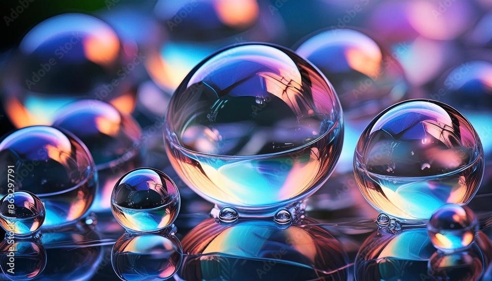 Floating soap bubbles with iridescent colors. Floating soap bubbles with iridescent colors.