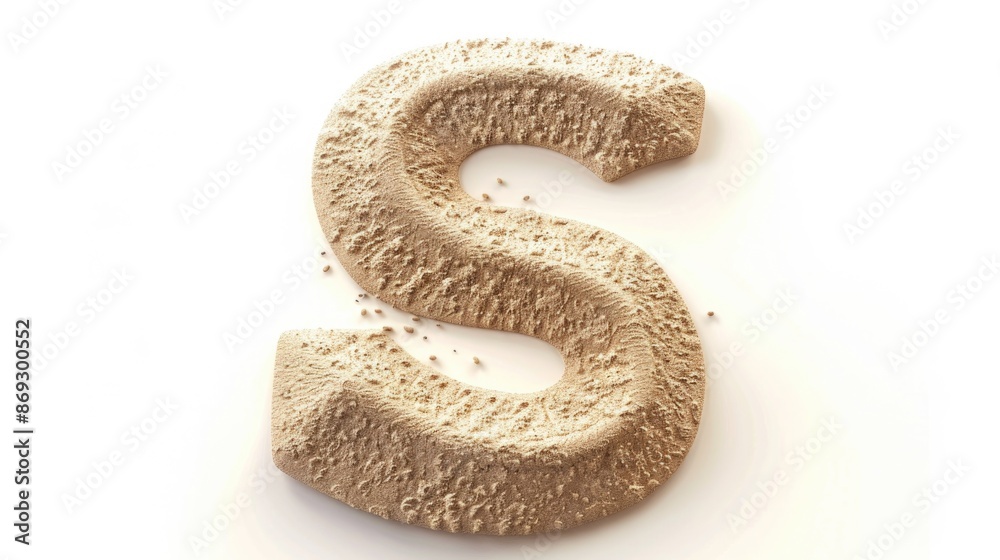 A close-up view of the letter S created using sand A close-up view of the letter S created using sand