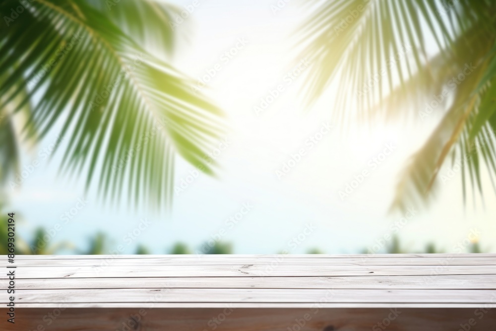 Tropical wooden table background Tropical wooden table background