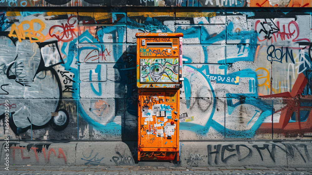 Fototapeta premium Urban Mailbox: Street Corner Connection in the Cityscape